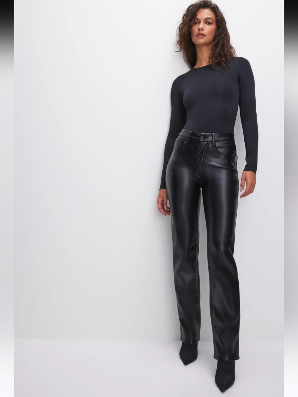 Good American good icon BLACK faux leather pants Size 4/27 NWOT